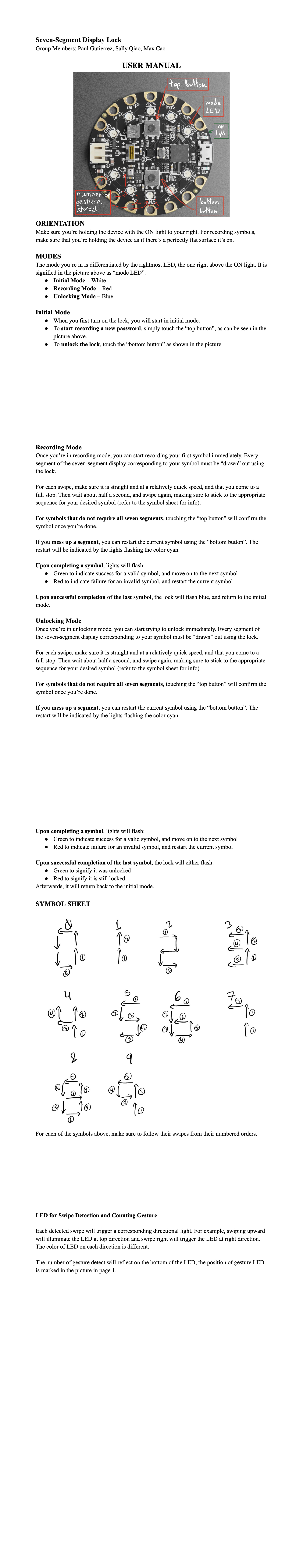 Gesture Lock User Manual